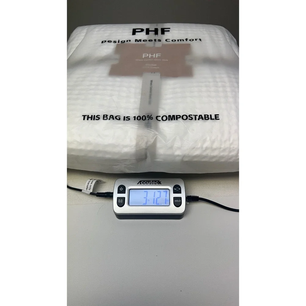 PHF Waffle Weave Blanket King White 100% Natural Washed Cotton Cozy Cottage New